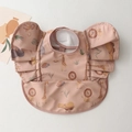 Waterproof baby bib with frilled wings in dusty pink and cute forest animal prints - Wings - Pink Zoo / One Size