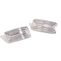 Minimalist silver rectangular earrings with geometric groove texture in stainless steel - Rectangular Bread Shape / Silver