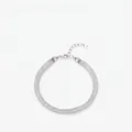 Pulsera de plata de ley S925 con malla tejida brillante y colgante de corazón grabado - Plata 925 / Plateado