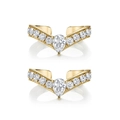 Pendientes de clip en V dorados con microcirconitas y piedra central de pera - Ear Cuff en Forma de V Dorado (JQH0249-GG) / 24K