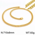 Chaîne cubaine en acier inoxydable doré 8mm pour homme, longueur 710mm, poids 83g - Collier Doré 710x8mm