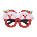 Detail of Christmas Santa Claus party glasses with red glitter frame and felt ornaments - Style 3 Red Glitter Santa