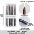 Set of 4 black Halloween taper candles with realistic red bleeding wax drip effect - Black Red Core