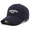 Berretto da baseball in velluto a coste blu scuro con ricamo TREASURES 1987 vintage - Regolabile / Blu navy