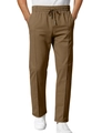 Pantalon décontracté marron pour hommes avec cordon de serrage et jambe droite - Chameau