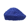 Women's royal blue cable knit beret hat with textured pattern for winter style - One Size / Blue