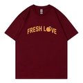 T-shirt Sturniolo Triplets Fresh Love marron avec motif graphique orange et fruits - Bordeaux