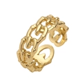 Minimalist gold plated hollow geometric chain ring with adjustable open band design - Adjustable Open / Gold (14392)