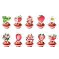 Strawberry theme cupcake toppers set with Oh Baby text and various berry designs - Small Strawberry Cupcake Toppers (10 Styles)