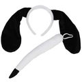 Set costume con fascia per orecchie di cane bianche e nere e coda di peluche coordinata - Set per Cani Bianco 2 Pezzi