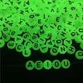 Glow-in-the-dark acrylic alphabet beads for DIY jewelry making in luminous green glow - Random Mixed (100Pcs/Pack) / 4x7mm Flat Round