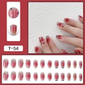 Watermelon ombre press-on nails with glitter gold foil and trapezoid nail tips set - Y-54 Peach Gold Foil