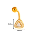 Golden belly button ring with triangle zirconia pendant and precise size measurements - Gold Triangle Style(0200-2#金)