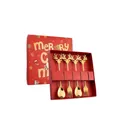 4-piece golden stainless steel elk cutlery set with forks and spoons in a red gift box - 410 Reindeer Spoon Fork 4PCS Red Box / Silver