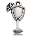 Silver wine glass alloy pendant with lemon slice detail for DIY jewelry making - 12143-Antique Silver Wine Glass Lemon