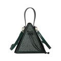 Borsa a triangolo verde scuro con strass argentati e manico superiore - Verde