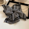 Detail of vintage black and white gingham hair scarf with French style aesthetic props - Gingham French Style (44#)
