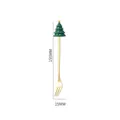 Christmas tree dessert fork in gold stainless steel with green silicone top, 155mm length - Gold Fork - Christmas Tree 1