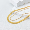 Zweilagige 18K vergoldete Schlangenkette und Perlenkette aus Edelstahl für Damen - Doppelschichtige Schlangenperlenkette / Gold