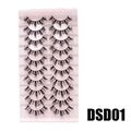 Dramatic curled black false eyelashes set in DSD01 style with 10 pairs on pink tray - DSD01 (Pink)
