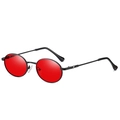 Occhiali da sole ovali retro punk con lenti rosse e montatura in metallo nero di tendenza - Sfumatura Multicolore / Montatura nera lenti rosse