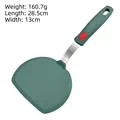Dark green silicone spatula with stainless steel handle, 28.5cm long and 160.7g weight - Large Round Turner