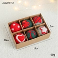 Set of 6 handmade wool felt Christmas ornaments in a kraft paper gift box - Style L 6Pcs Colorful Christmas Mix