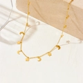 Elegante collana in acciaio inossidabile dorato con pendenti a forma di luna e stella - Stile Luna e Stella (B212)