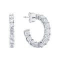 Elegant S925 sterling silver hoop earrings with shimmering cubic zirconia stones - 3MM Pave Half Hoop Earrings