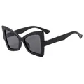 Elegant butterfly sunglasses with thick black frame and grey lenses for women - Black Frame Grey Lens
