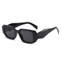 Retro thick black geometric square sunglasses with polarized lenses for a stylish look - Black Frame Black Grey Lens