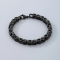 Men's black Byzantine chain bracelet in stainless steel with a sturdy lobster clasp - 4mmx18cm / Black