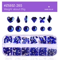 Professionele 12-grid nail art kit met donkerblauwe glas steentjes in diverse vormen - Donkerblauw (ZSHZ-205)