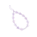 Detail of purple acrylic butterfly beads and white pearls on a handmade phone charm - Purple Transparent Butterfly Pearl