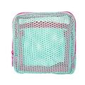 Portable light blue mesh beach bag with pink zipper and trim for toy storage - Mesh Tofu Bag 12x12x6cm Green