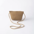 Detailed view of handmade straw crossbody bag with zipper closure and woven strap - Khaki Large Bag (20*15cm)