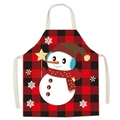 Christmas red black plaid apron with snowman pattern and snowflakes for holiday home decor - Style 6/Red Black Plaid Snowman