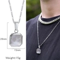 Collana quadrata geometrica argento con intarsio in madreperla bianca e catena Figaro - Pendaglio Ottagonale in Madreperla Bianca + Catena Figaro(HN0138S0102)
