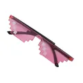 Detail of pink pixel sunglasses with white square pattern for fun party costume - Single Row Pink