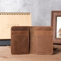 Vintage brown crazy horse leather card holder for men with multi-slot design - 1088 Light Brown