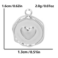 Detailed view of silver heart pendant with 1.6cm height and 1.3cm width measurements - Silver Heart