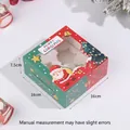 Christmas cupcake box with window and 4-cavity insert, red and green 16x16x7.5cm - Medium Red And Green Christmas Window Box