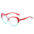 Fashionable TR90 oversized contrast frame glasses with red to cyan gradient finish - Top Red Bottom Blue