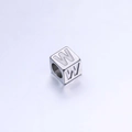 Perle carrée de 7mm en acier inoxydable argenté avec lettre W gravée pour bijoux DIY - Lettre W