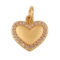 Colgante de corazón dorado con incrustaciones de gemas rosas y diseño minimalista - Corazón Rosa (P09-9)
