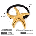 Golden starfish stainless steel hair tie, waterproof and hypoallergenic hair accessory - Simple Starfish Style (Gold)(JDH2406003)