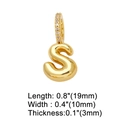 Macro shot of gold-plated S letter pendant with clear crystals and size dimensions - Gold - Letter S