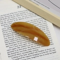 Elegant amber acetate geometric hair clip with Barrette La France engraving on background - Caramel color