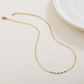 Minimalist gold titanium steel flat oval link necklace with lobster clasp and S.STEEL tag - Lip Chain