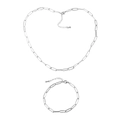 Poliertes Edelstahl-Schmuckset aus Halskette und Armband mit Büroklammerkette auf Weiß - Silber Schmuckset (Halskette + Armband)